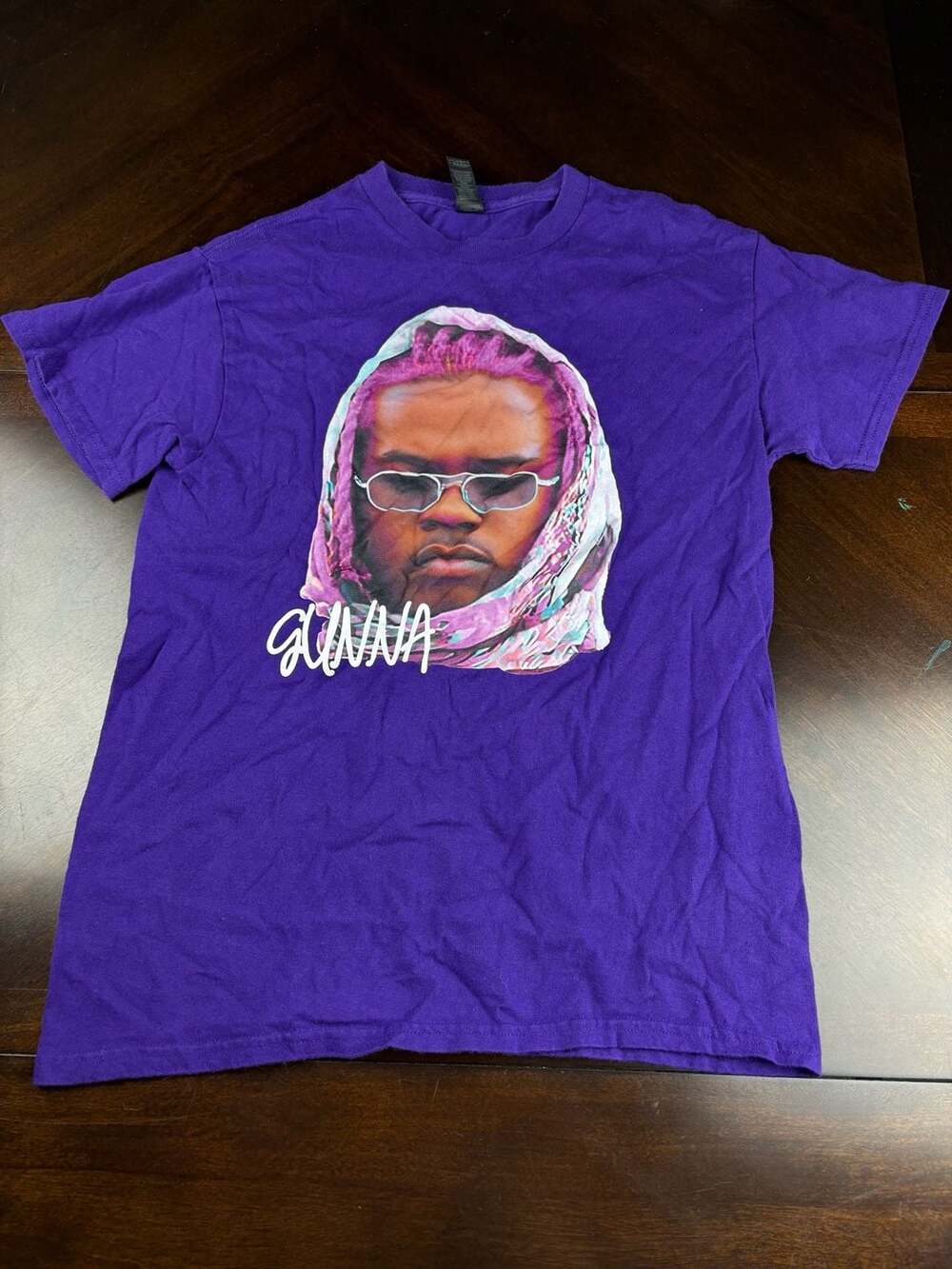 Gunna Purple Graphic T-Shirt Men’s Medium Rap Hip Hop Wunna Portrait Tee
